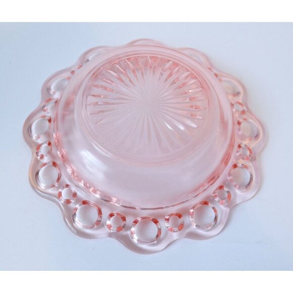 2 Pink Depression Glass Open Lace Old Colony Divided Plate & Cereal Bowl Anchor - Picture 3 of 5